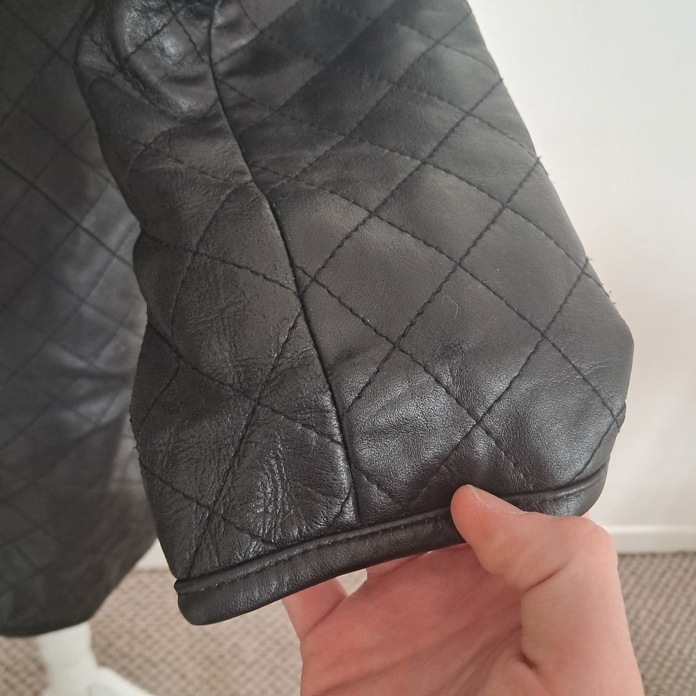 Neiman Marcus Exclusive Leather Jacket Women's Medium M Black Quilted Retro - Picture 6 of 12